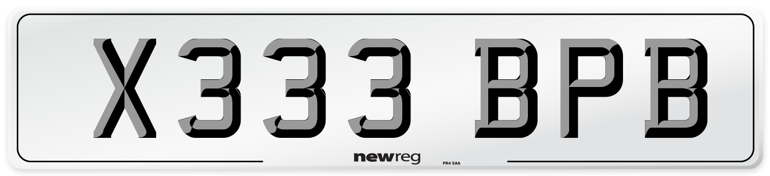X333 BPB Number Plate from New Reg